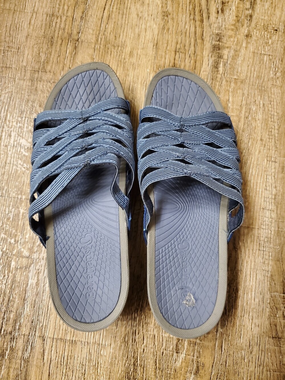 Beartraps Light Blue Braided Knit Slide Sandals for Women